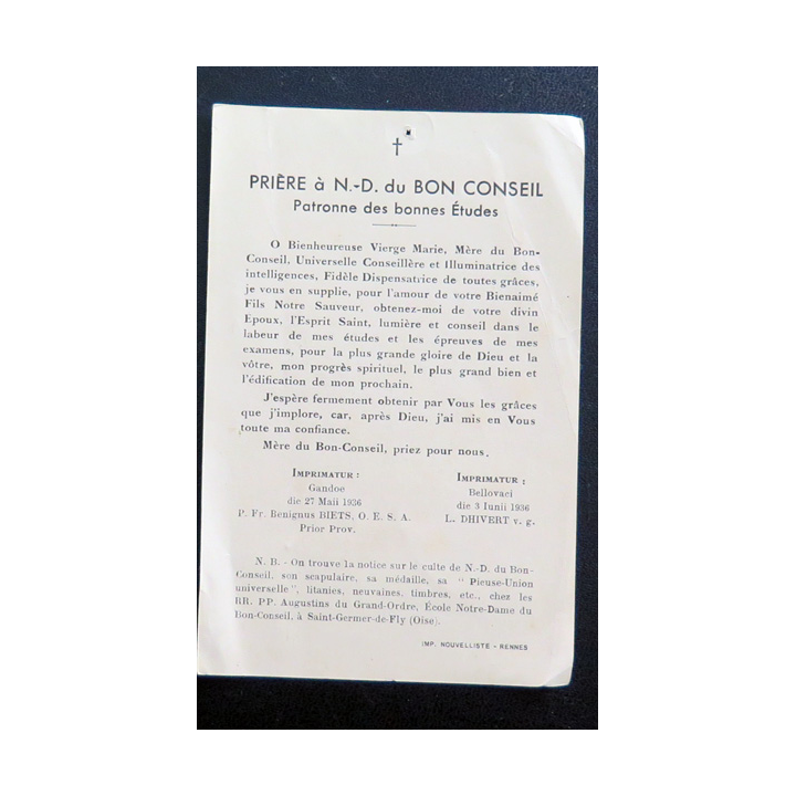 IMAGE PIEUSE : La Vierge et l'Enfant Notre Dame du Bon Conseil 7,5 x 11,3 cm