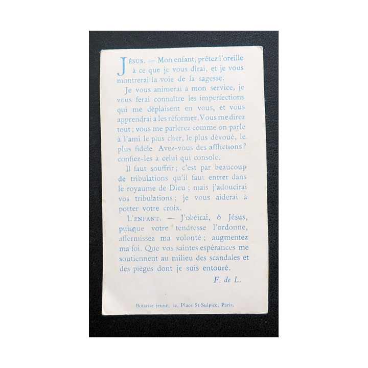 IMAGE PIEUSE : Prions le Divin Enfant jésus 6,2 x 10,2 cm