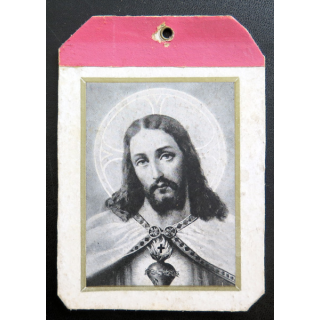 IMAGE PIEUSE : Fiche cartonnée Consécration des familles au sacré Coeur de Jésus 8,6 x 12,4 cm