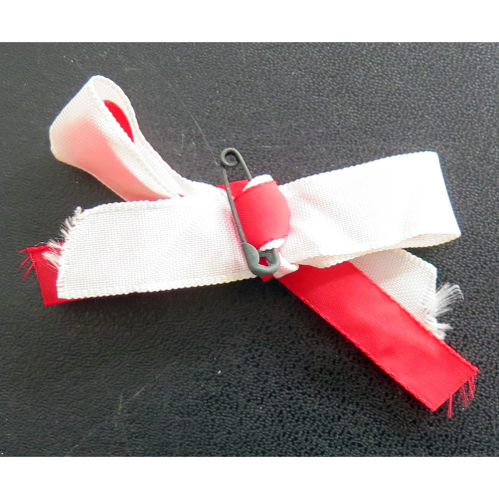 Petit ruban de boutonnière de veste rouge et blanc largeur 7 cm