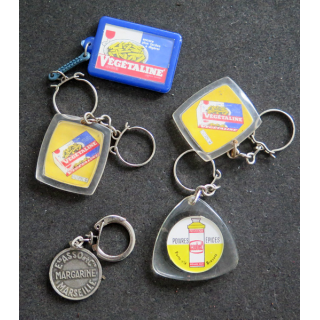 Porte clefs Vintage des années 1950-1960 :  5 Porte Clefs sur les Huiles et margarines