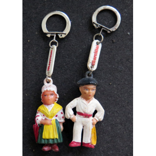 Porte clefs Vintage des années 1950-1960 :  2 Porte Clefs sur les Personnages de Marcillac