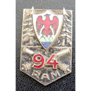 94° RAM : insigne émaillé du 94° régiment d'artillerie de Montagne Drago Béranger sans attache