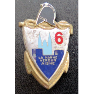insigne métallique 6° régiment Génie Drago Paris H. 213 ancre casque