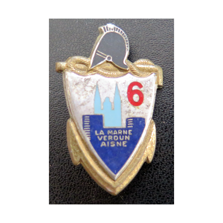 insigne métallique 6° régiment Génie Drago Paris H. 213 ancre casque