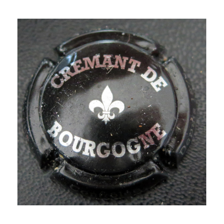 Capsule Muselet de bouteille de Crémant de BOURGOGNE n° 17 noir et Argent brillant lettres épaisses