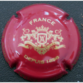 Capsule Muselet de bouteille de crémant de Bourgogne VEUVE AMBAL n° 8a Rouge brique et or
