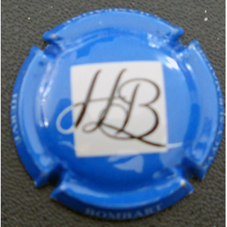 Capsule Muselet de bouteille de champagne BOMBART Hervé n° 7a Bleu, gris pâle et noir, accent sur E