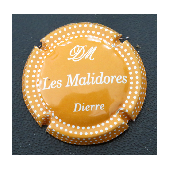 Capsule Muselet de bouteille de crémant du Val de Loire LES MALIDORES orange à pois blancs