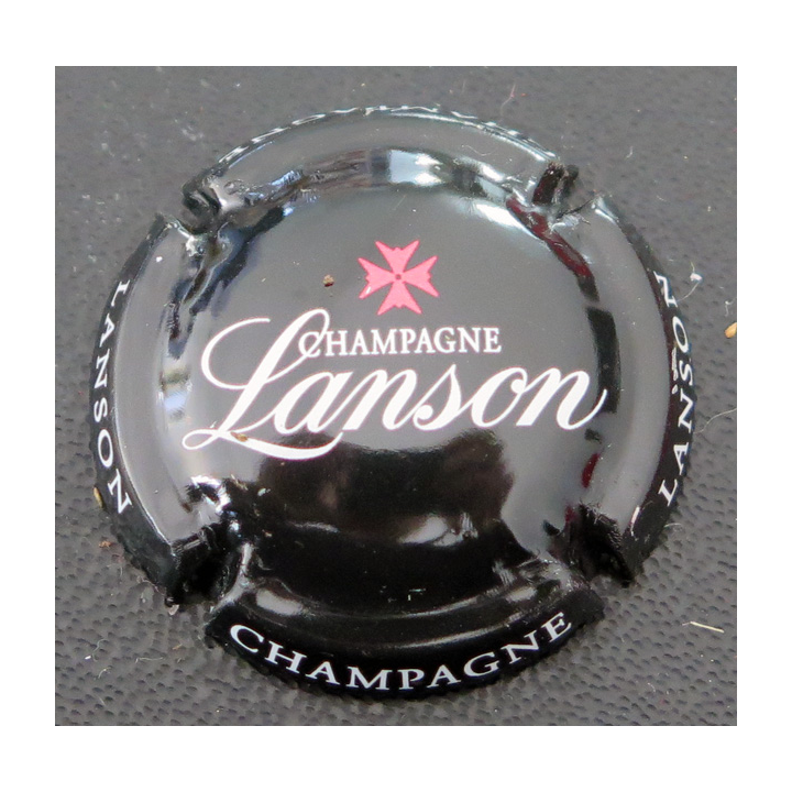 Capsule Muselet de bouteille de champagne LANSON n° 111d Fond noir, avec nom sur le contour