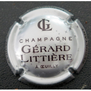 Capsule Muselet de bouteille de champagne LITTIERE Gérard n° 5b Argent et noir
