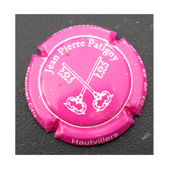 Capsule Muselet de bouteille de champagne PATIGNY Jean-Pierre n° 31m rose et blanc