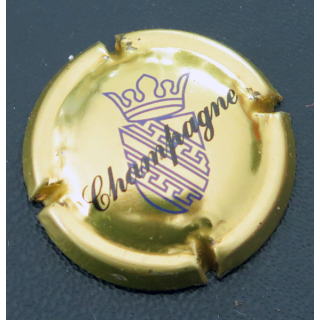 Capsule Muselet de bouteille de champagne GENERIQUE n° 462a Or, écusson bleu clair