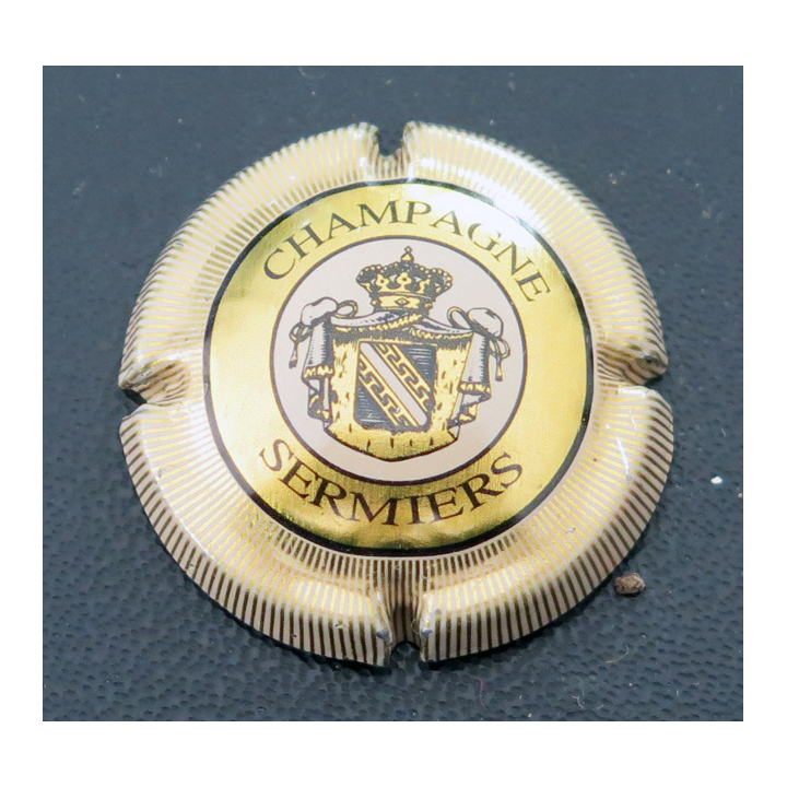 Capsule Muselet de bouteille de champagne SERMIERS n° 3Contour paille, striée (petit cercle rosé)
