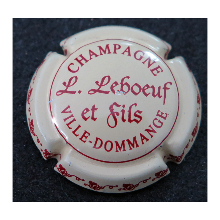 Capsule Muselet de bouteille de champagne LEBOEUF L & Cie n° 8b Crème et rouge foncé