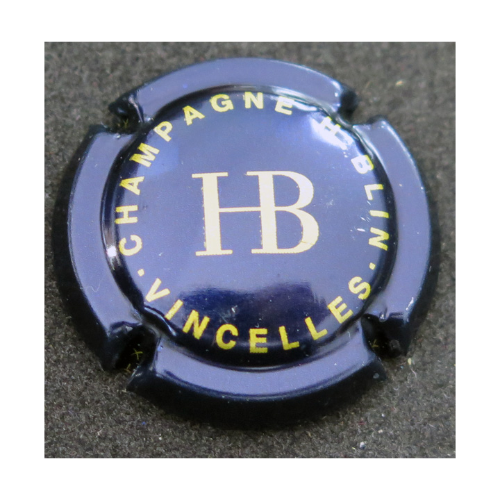 Capsule Muselet de bouteille de champagne BLIN Henri n° 16a Bleu métallisé et or, lettres grandes
