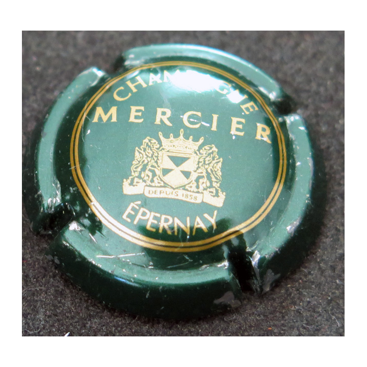 Capsule Muselet de bouteille de champagne MERCIER n° 25 Vert, bas de l'écusson droit