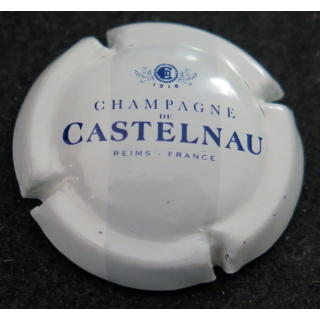 Capsule Muselet de bouteille de champagne DE CASTELNAU n° 7 Blanc et bleu, barre grise