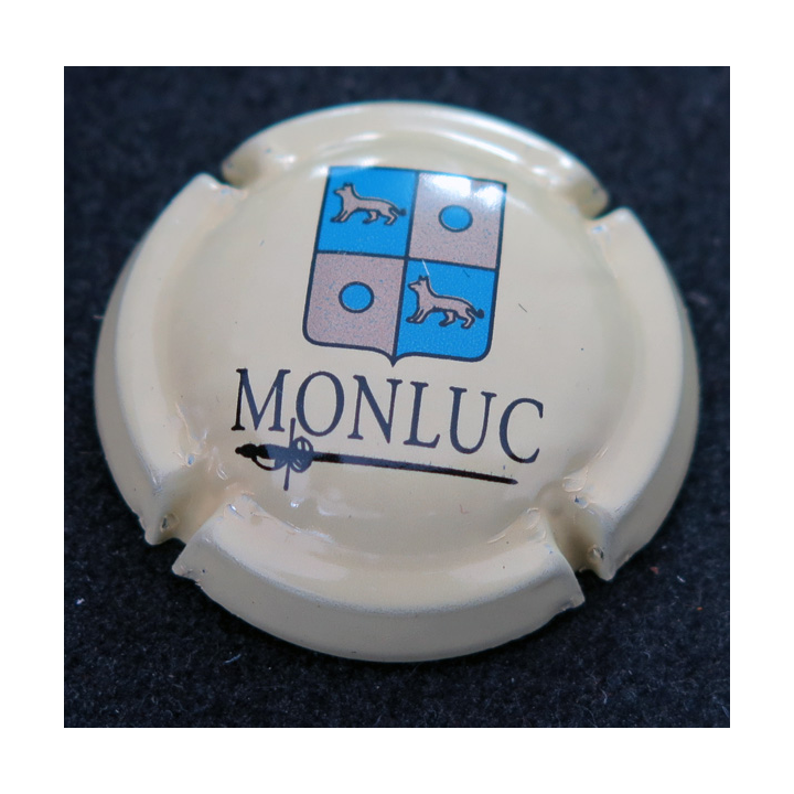 Capsule Muselet de bouteille de mousseux MONLUC n° 5 jaune grandes lettres