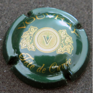 Capsule Muselet de bouteille de mousseux VOUVRAY vert et or, fête de cuvée