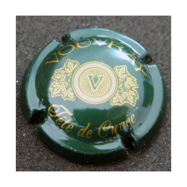 Capsule Muselet de bouteille de mousseux VOUVRAY vert et or, fête de cuvée