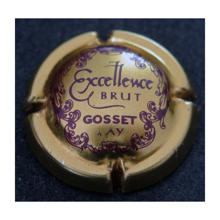 Capsule Muselet de bouteille de champagne GOSSET n° 30 (ou 30b ?) or et bordeaux (ou or cuivré et rouge ?)