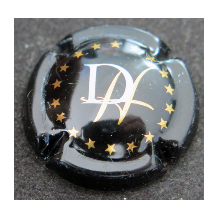 Capsule Muselet de bouteille de champagne DELATTRE Henri n°1 Noir, blanc et or