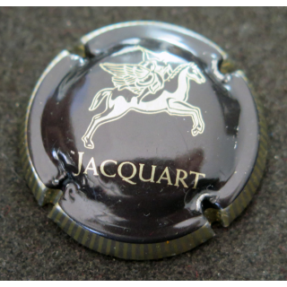Capsule Muselet de bouteille de champagne JACQUART n° 17 Cheval or, contour métal, striée
