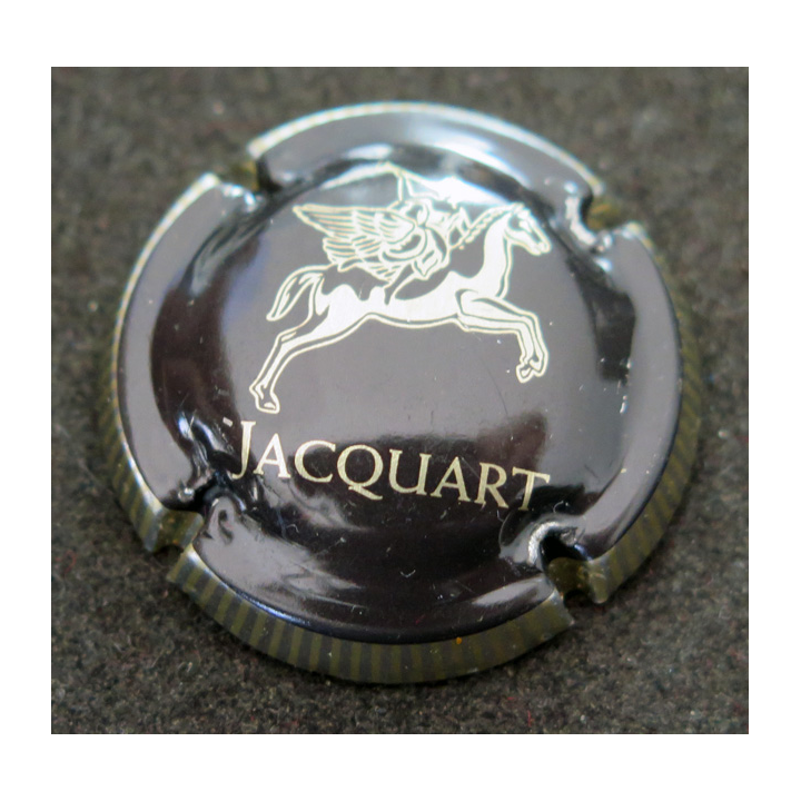 Capsule Muselet de bouteille de champagne JACQUART n° 17 Cheval or, contour métal, striée