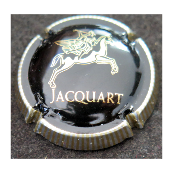 Capsule Muselet de bouteille de champagne JACQUART n° 20 Cheval or, contour métal, striée