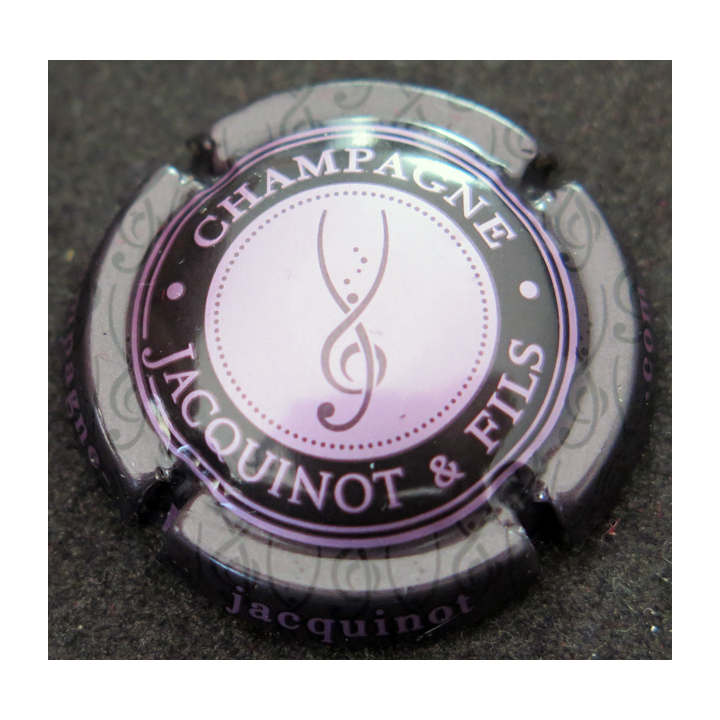 Capsule Muselet de bouteille de champagne JACQUINOT & Fils n° 2c Noir, centre mauve