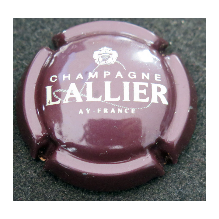 Capsule Muselet de bouteille de champagne LALLIER n° 26 Prune foncé et crème, petit écusson