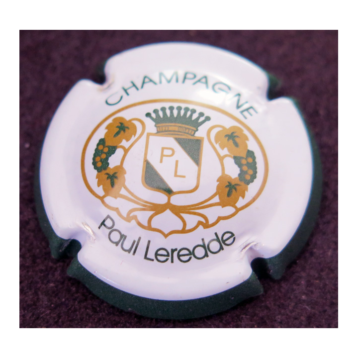 Capsule Muselet de bouteille de champagne LEREDDE Paul n° 1 contour vert