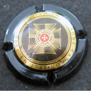 Capsule Muselet de bouteille de champagne LANSON n° 99 Noir et or pâle