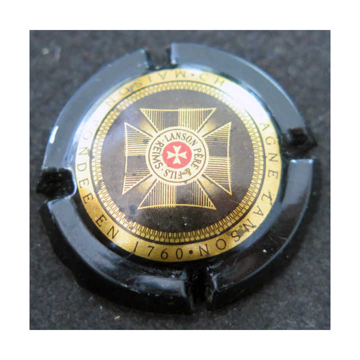 Capsule Muselet de bouteille de champagne LANSON n° 99 Noir et or pâle