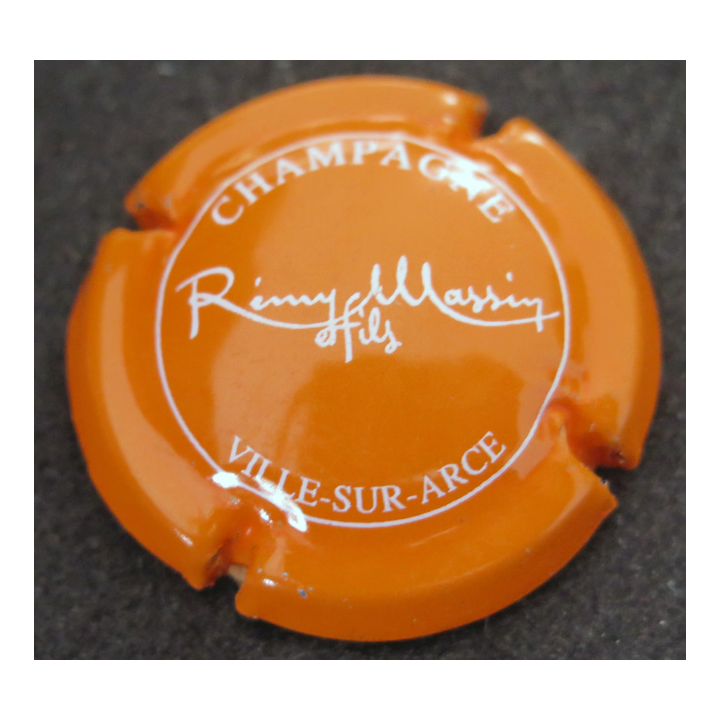Capsule Muselet de bouteille de champagne MASSIN Rémy n° 13 Orange et blanc