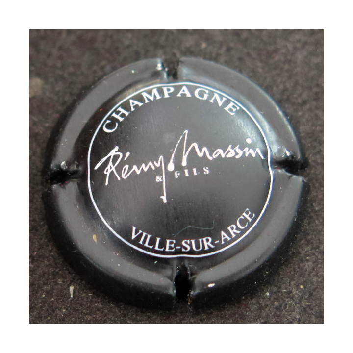 Capsule Muselet de bouteille de champagne MASSIN Rémy n° 17a Noir mat et blanc FILS droite