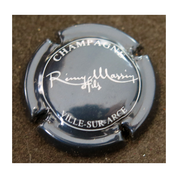 Capsule Muselet de bouteille de champagne MASSIN Rémy n° 15c Bleu nuit métallisé et blanc