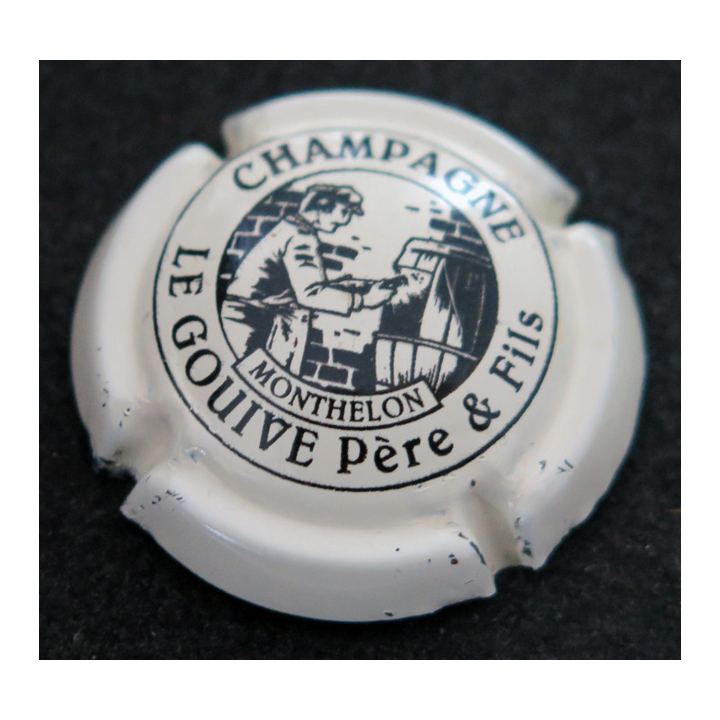 Capsule Muselet de bouteille de champagne LE GOUIVE Père & Fils n° 2 Crème et Noir