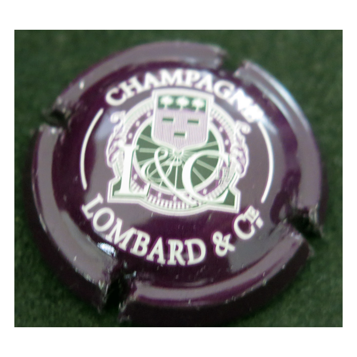 Capsule Muselet de bouteille de champagne LOMBARD & Cie n° 2 violet foncé et blanc