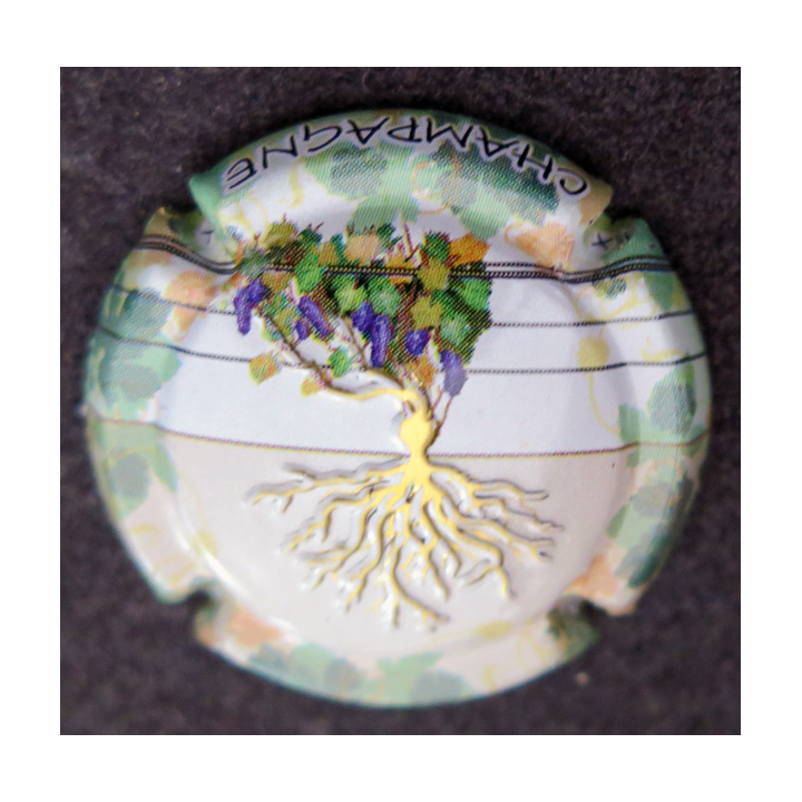 Capsule Muselet de bouteille de champagne GENERIQUE n° 991d mais en plus pastel pied de vigne