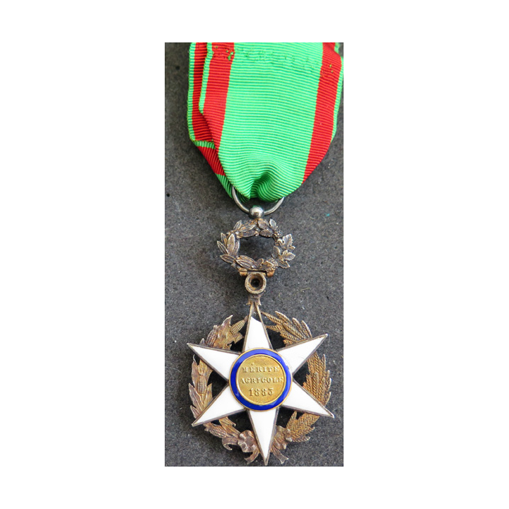 FRANCE : Officier de l'ordre du Mérite agricole en argent avec brillant central (petits éclats aux pointes)