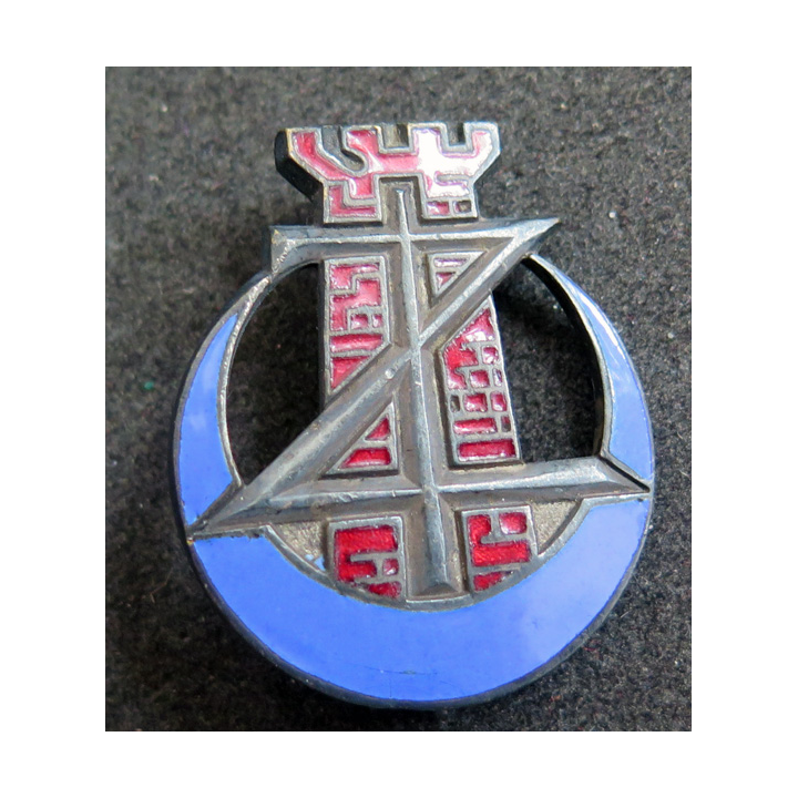 1° RZ : 1° régiment de zouaves en émail argenté grosse pastille Drago Nice Béranger