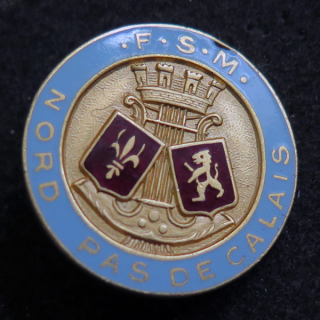 FSM : Insigne de la Fédération des Sociétés Musicales du Nord pas de Calais en émail Mourgeon 1960