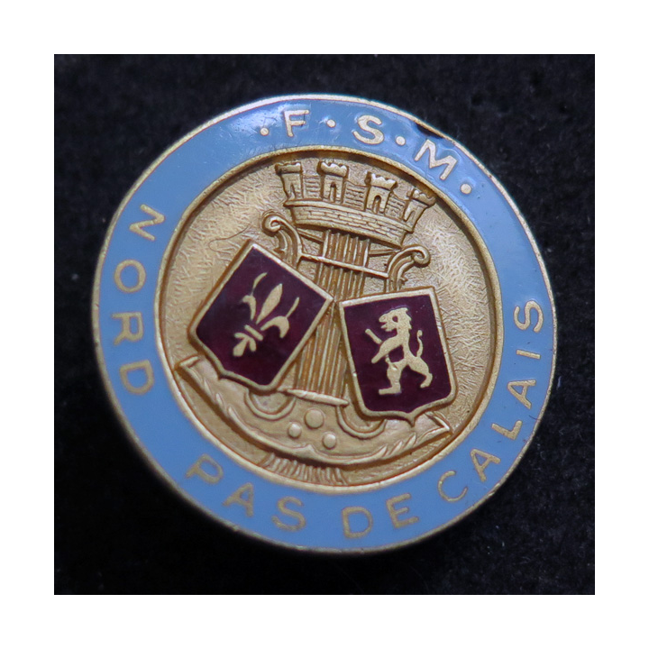 FSM : Insigne de la Fédération des Sociétés Musicales du Nord pas de Calais en émail Mourgeon 1960