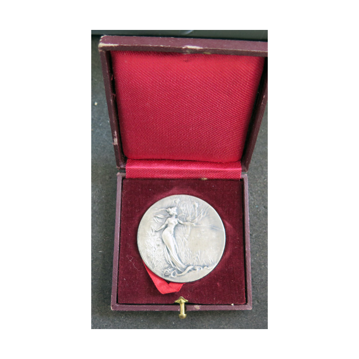 Médaille offerte par la Petite Gironde en bronze argenté dans son écrin diamètre 4,5 cm