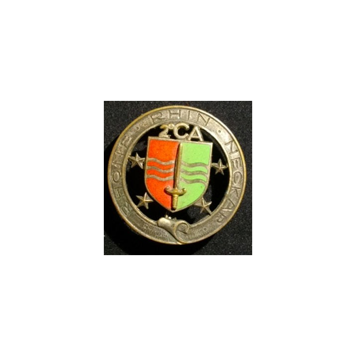 2° CA : 2° CORPS D'ARMÉE RHÔNE RHIN NECKAR ÉMAIL