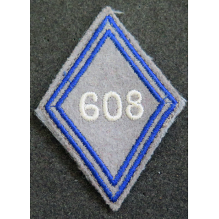 LOSANGE DE BRAS MODÈLE 45 : losange du matériel 608° CM Compagnie de magasin modèle sous-officier en fil