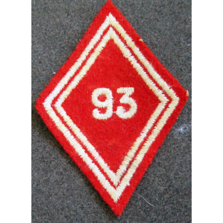 LOSANGE DE BRAS MODÈLE 45 : losange du 93° Régiment d'artillerie de Montagne modèle troupe en fil