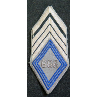 LOSANGE DE BRAS MODÈLE 45 : losange de galon de sergent major du 666° compagnie du matériel (laminette) Algérie ?